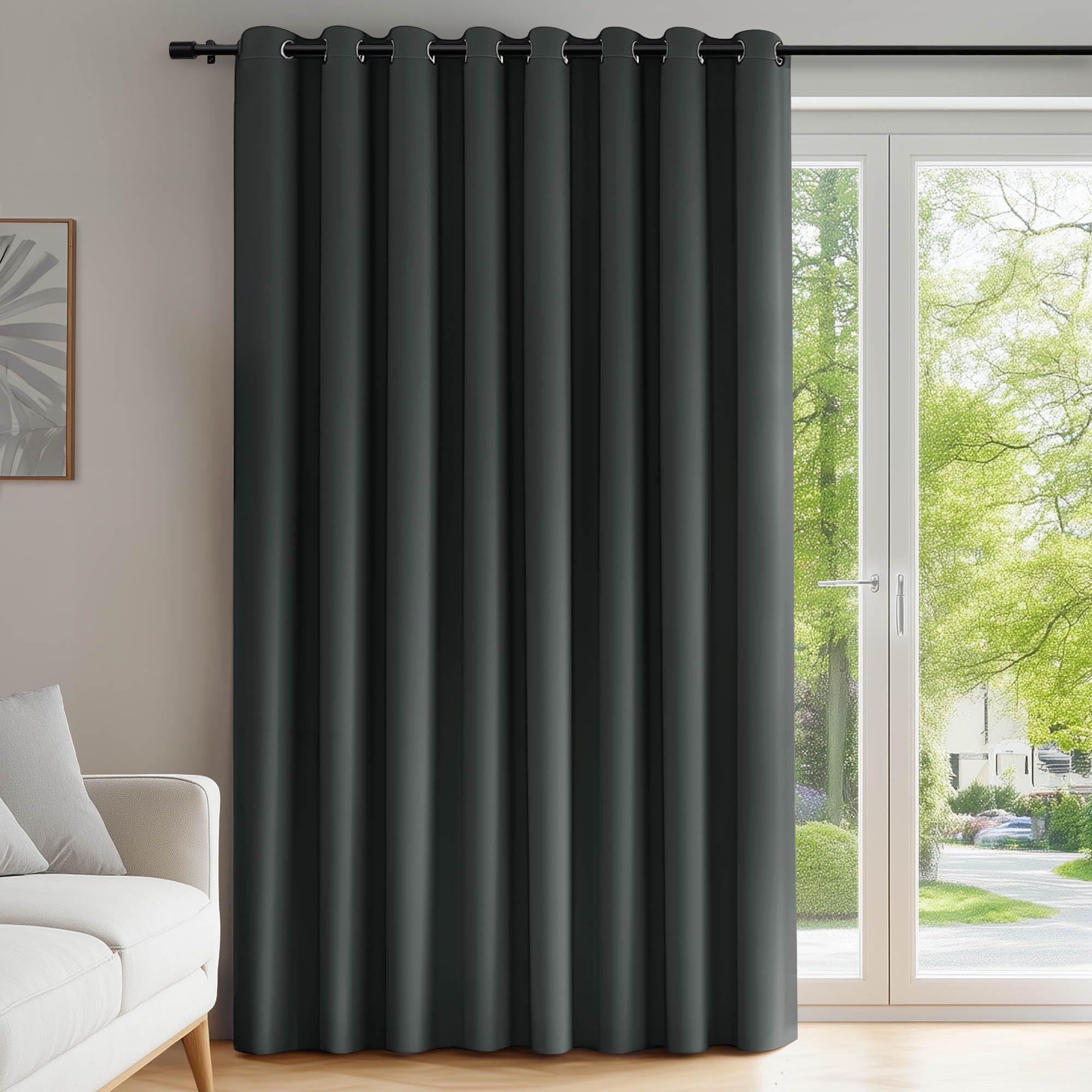 Deconovo Ösenvorhang mit Ösen Gardinen Schlafzimmer Blcikdicht Thermogardine Dicke Thermovorhang Kälteschutz Thermogardine Hitzeschutz, 242x254 cm(HöhexBreite), Dunkelgrau, 1 Stück