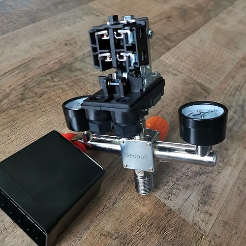 Miniatura 22 de Secbolt Interruptor de presión Manifold Regulador Medidores de aire Compresor de aire Interruptor de presión Válvula de control 90-120PSI