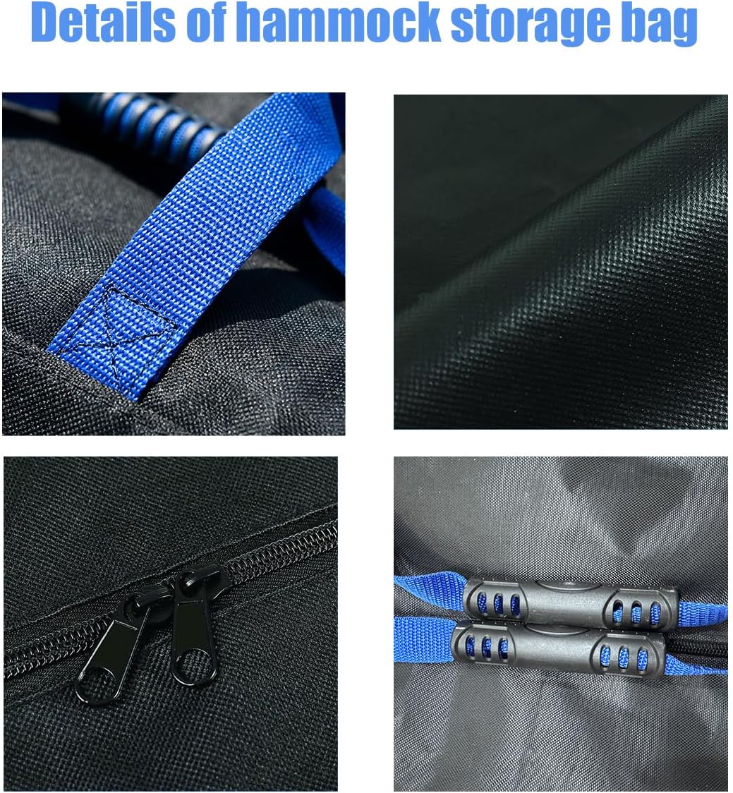 Hammock Storage Bag Heavy Duty Waterproof, 62''L x 10''W", Portable Steel Hammock Stand Carrying Bag with Zipper Closure, Black