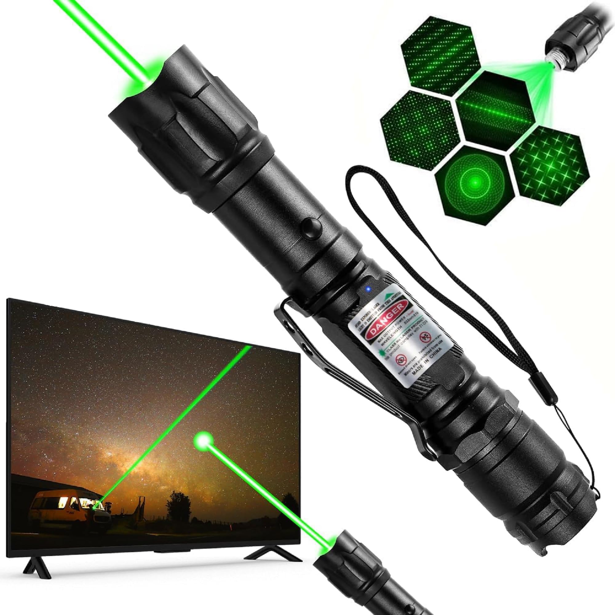 Green Pointer Single Press On/Off Tactical Pointer Rechargeable Pointer and Carrying Case (L)
