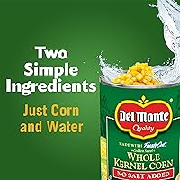 Vista 3 de Del Monte Maíz entero dulce dorado recién cortado sin sal añadida, lata de 15.25 oz, verduras enlatadas