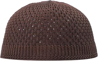 TheKufi Brown Open-Weave Nylon Stretchy Soft and Comfortable Kufi Hat Skull Cap Beanie