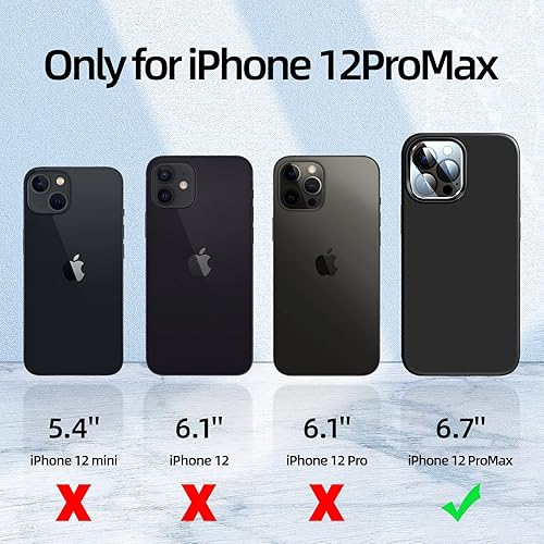 Miniatura 6 de Dssairo Funda 5 en 1 para iPhone 12 Pro Max de 6.7 pulgadas, con 2 protectores de pantalla + 2 protectores de lente de cámara, silicona líquida,
