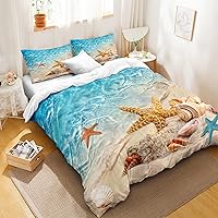 Vista 2 de Bedbay Juego de ropa de cama con temática de playa de microfibra suave, juego de ropa de cama tamaño Queen para niños y niñas, juego de cama