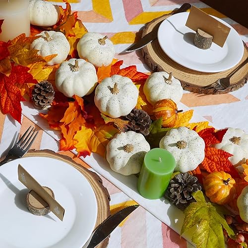 Miniatura 8 de Winlyn 12 calabazas artificiales pequeñas, calabazas decorativas de espuma, para cosecha de otoño, boda, baby shower, Acción de Gracias, Halloween,