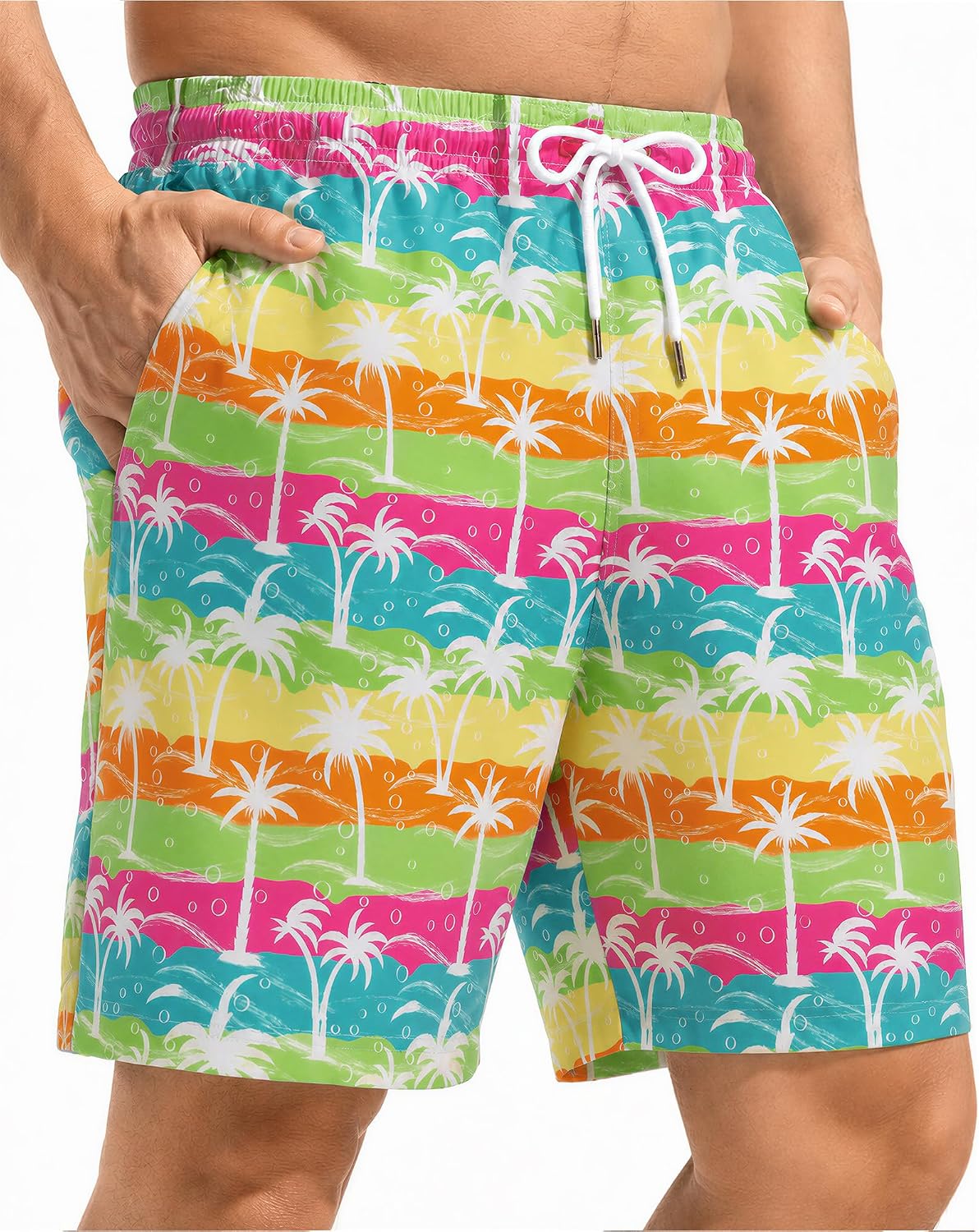 7 Inch Men's Swim Trunks with Mesh Liner No Compression Liner Quick Dry Drawstring Zipper Pockets for Beach Pool Surfing