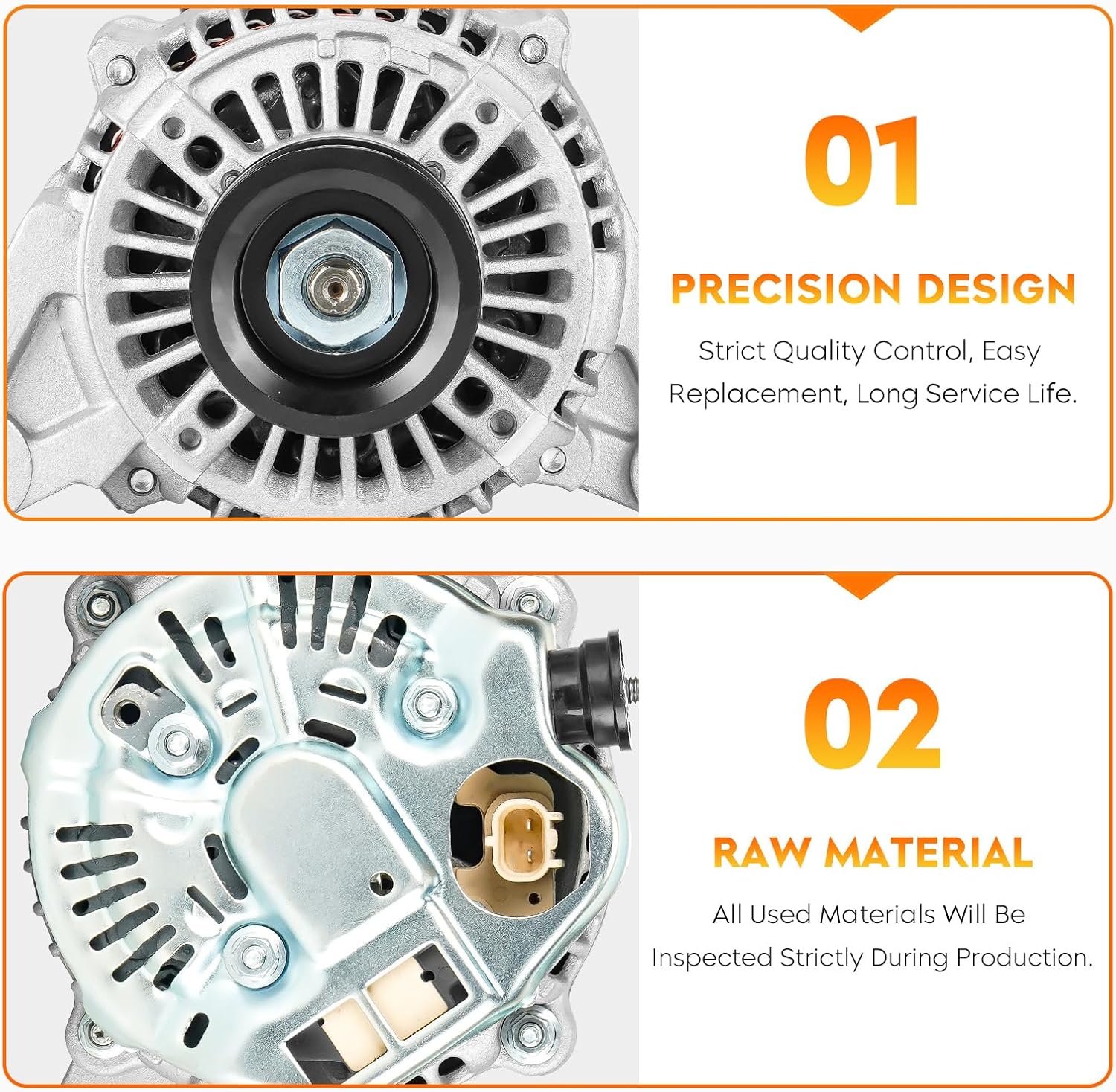Alternator for 4.0L Jeep Wrangler 2001 2002, 4.0L Jeep Tj 2001 2002, AND0255 400-52312