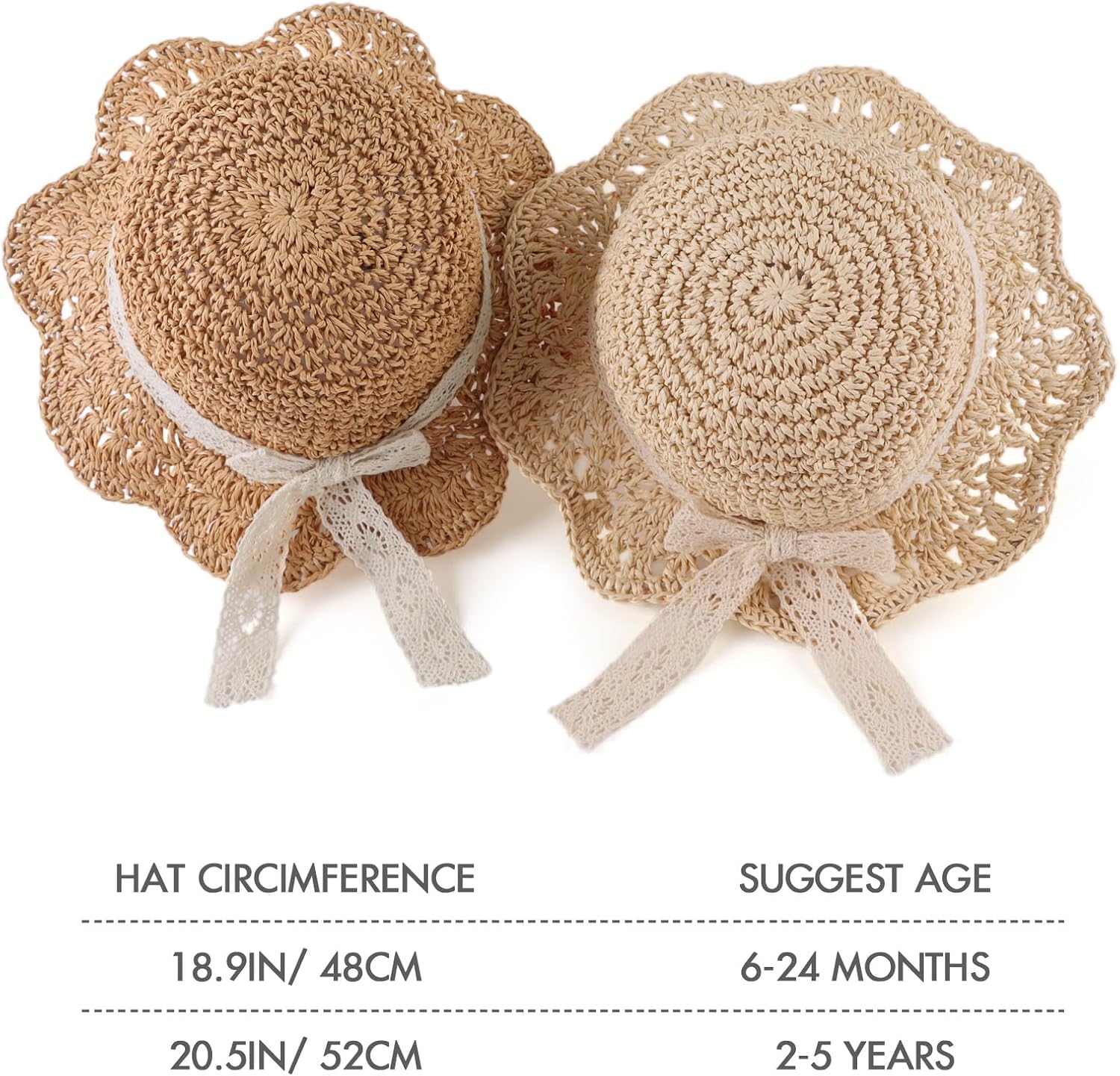 JANGANNSA Baby Girl Straw Hat Outdoor Baby Sun Protection Hats Summer Bowknot Beach Cap for Infant Toddler Girls - Image 6