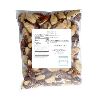 Raw Brazil Nuts, 1 Pound Bag, No Shell, Whole, Hampton Distribution
