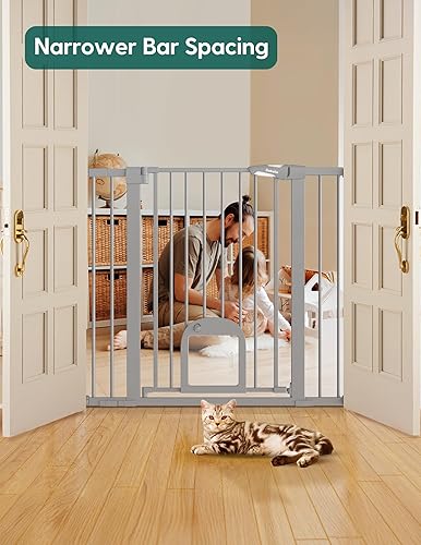 Miniatura 56 de Babelio Puerta para bebé con puerta ajustable para gatos, cierre automático de 29-43 pulgadas, puerta duradera para mascotas para escaleras, puertas