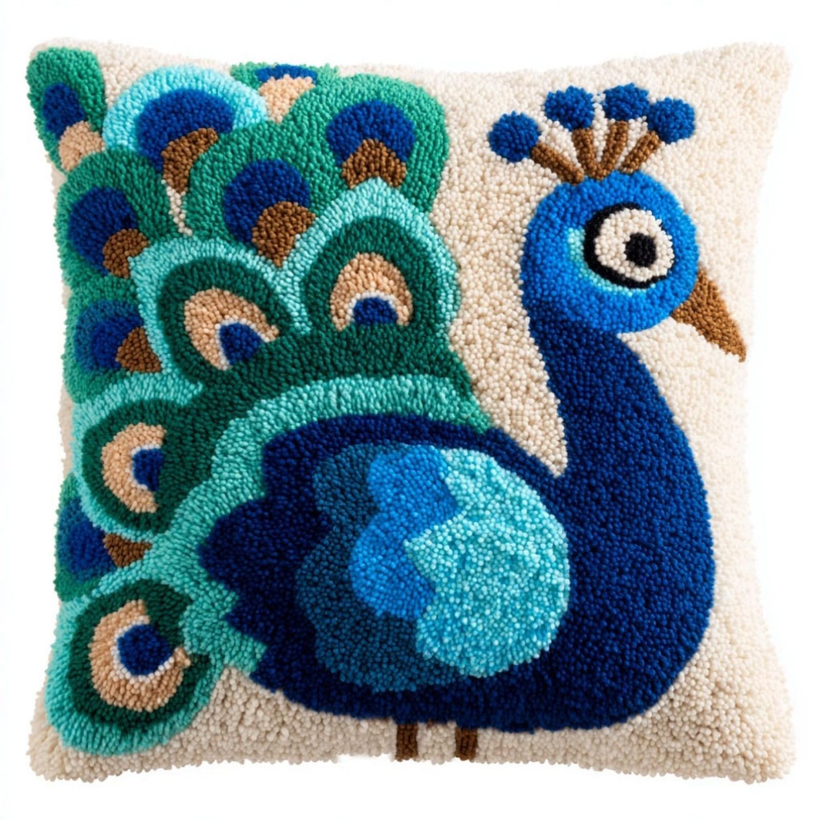 AxiangziK DIY Latch Hook Pillow Kits for Adults,Peacock
