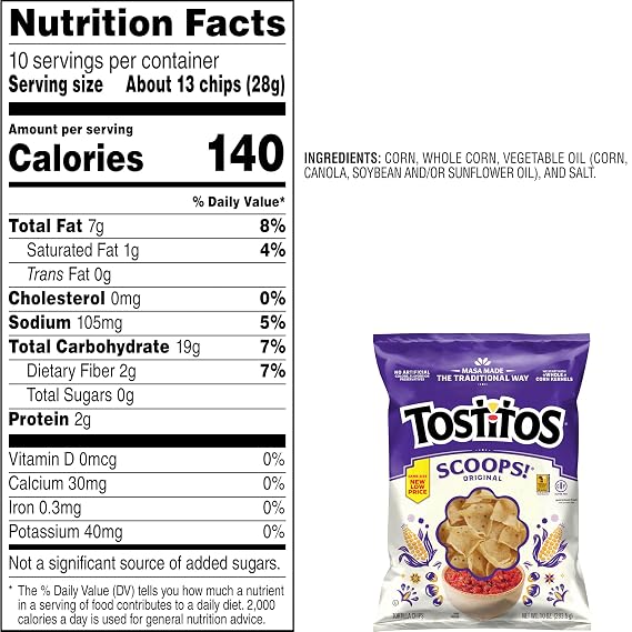 Tostitos Scoops Tortilla Chips, 10oz Bag