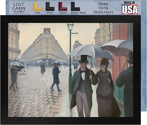 Miniatura 10 de Lost Cabin Pink Villas at Trouville by Gustave Caillebotte  Matted Print in Black Flat Frame  Fine Artwork Painting Reproduction  Framed Wall Art