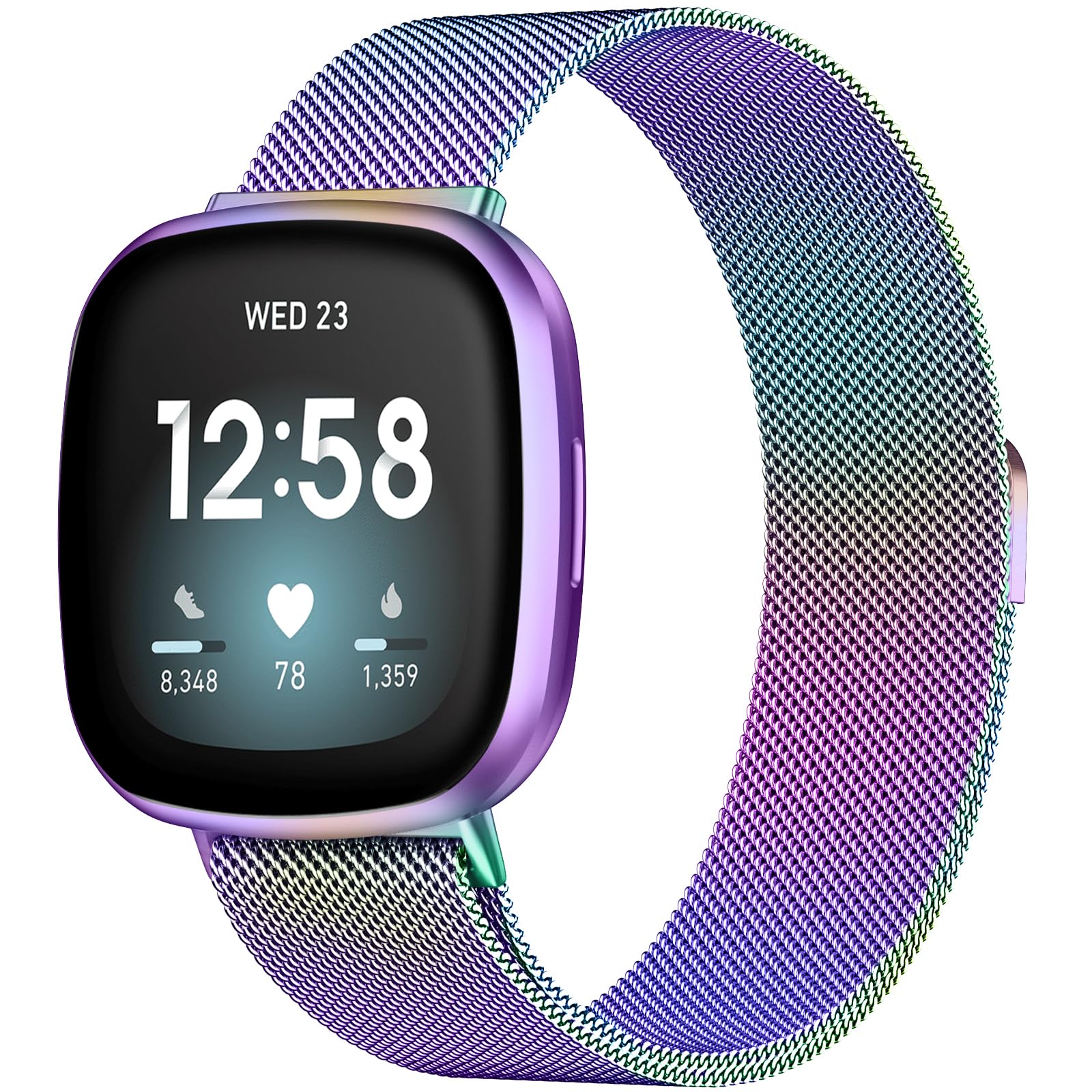 ZWGKKYGYH Compatible with Fitbit Versa 3 Versa 4 Sense 2 and Sense Bands for Women Men, Stainless Steel Mesh Metal Band Replacement for Versa 3/Sense/