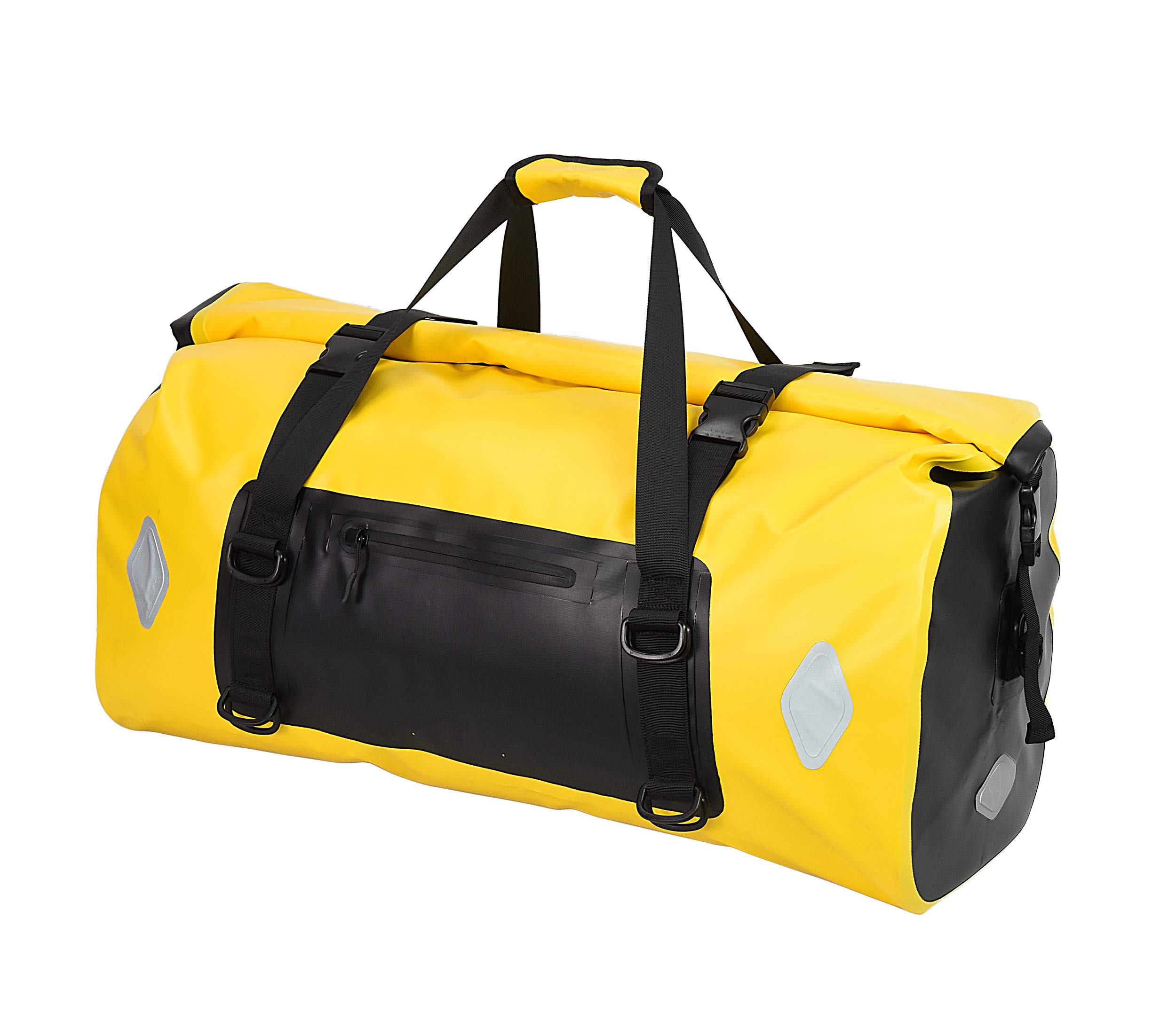 WILD HEART Sac étanche 55L, 66L, 77L, pour Moto, Voyage, Vélo, Randonnée, Camping (77L, Jaune)