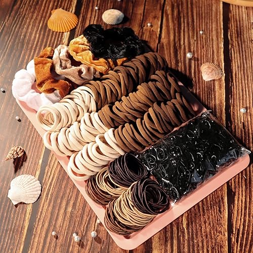 Miniatura 3 de GUOXI Coleteros para el cabello para mujer, juego de accesorios marrones, lazos elásticos suaves de nailon sin costuras, cuerdas gruesas y rizadas