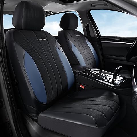 Coverado Car Seat Covers 2-Pack, Leather Seat Covers, Waterproof Automotive Protectors Front Seats, Luxury Universal Fit Seat Covers for SUV, Truck, Sedan and Most Vehicles All-Weather