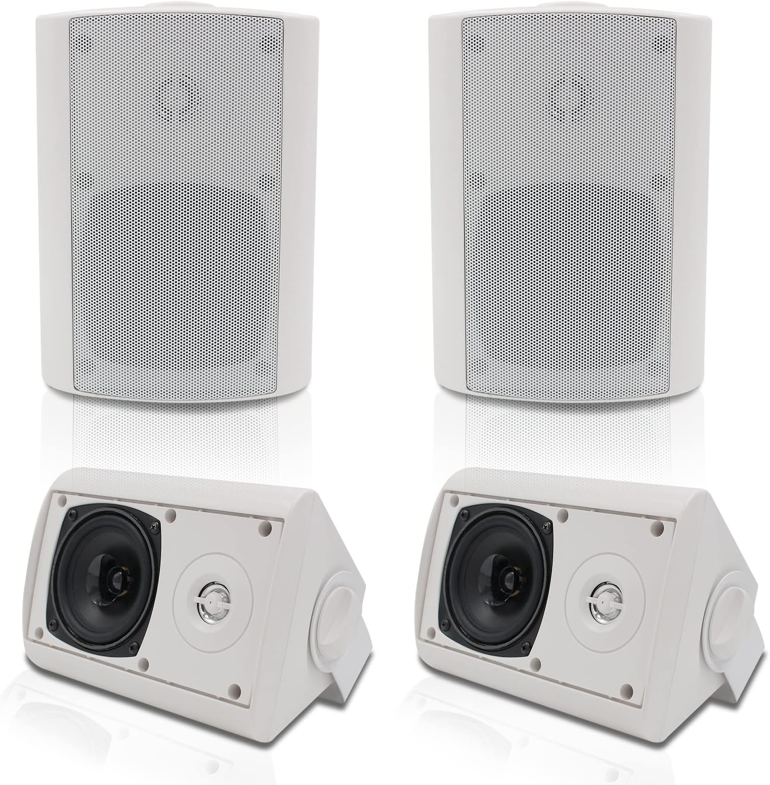 Herdio4 Inch 400 Watt Outdoor Speakers Outdoor Speaker for Outdoor Indoor Wall Mount Patio Deck Camper Garden Patio Restaurant (2 Pairs/White)
