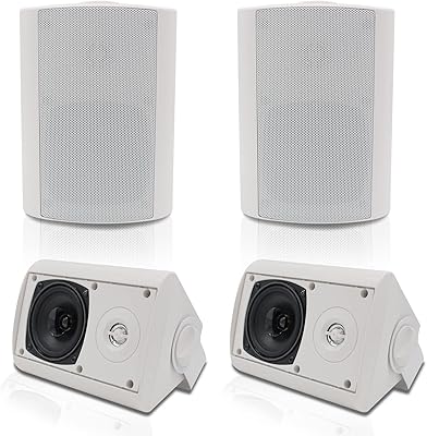 Herdio Altavoces pasivos para exteriores con cable, impermeables, 4 pulgadas, 2 vías, 400 W, altavoces montados en la pared con tw