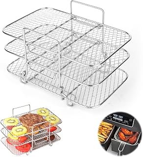 Air Freezer Grill Grill, Hot Air Fryer Grill, 304 Stainless Steel Air Freezer Accessories, Three-Layer Stacking Design, for Hot Air Fryer AF300EU AF400EU