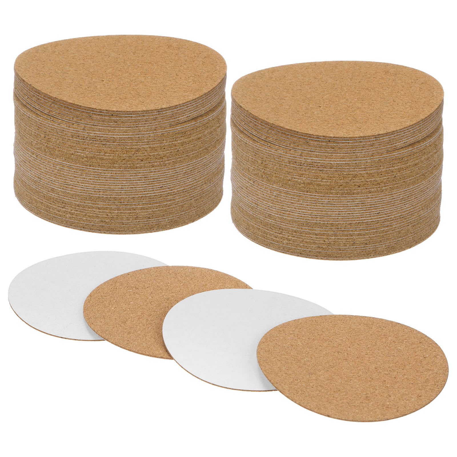 M METERXITY 100-Pack Self-Adhesive Cork Sheets, 3.7 x 3.7 Inch Cork Coaster Backing, Round Backing Cork Tiles Mat for DIY Coasters/Craft Accessories/Adhesive Cork Board [1mm Thick]