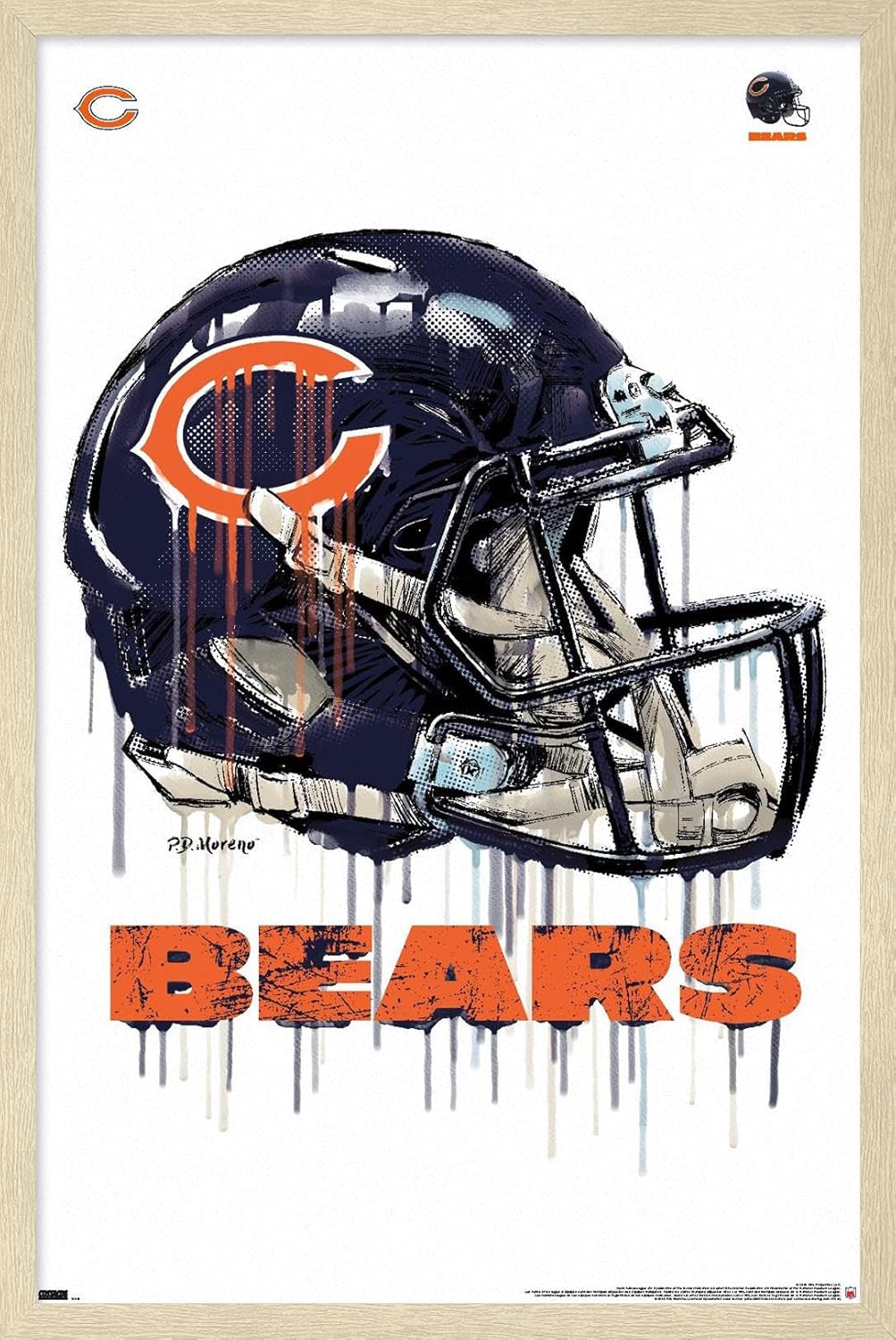Trends International NFL Chicago Bears - Drip Helmet 20 Wall Poster, 14.725" x 22.375", Black Framed Version