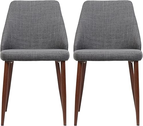 Christopher Knight Home Marlee Mid-Century - Sillas de comedor de tela con patas de madera de nogal oscuro, juego de 2 piezas, gris claro