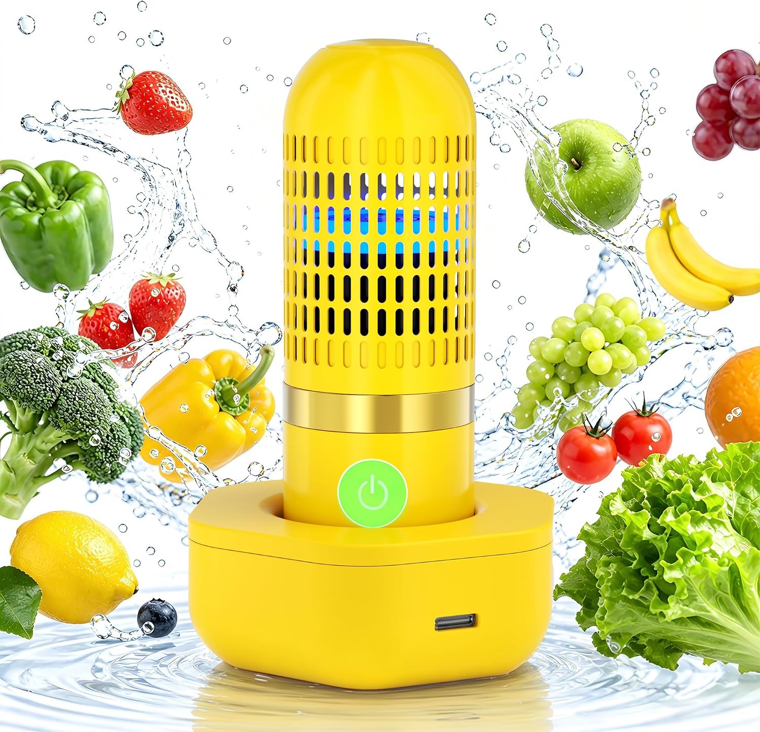 Portable Fruit Washer & Vegetable Cleaner, Wireless Produce Cleaner Blue