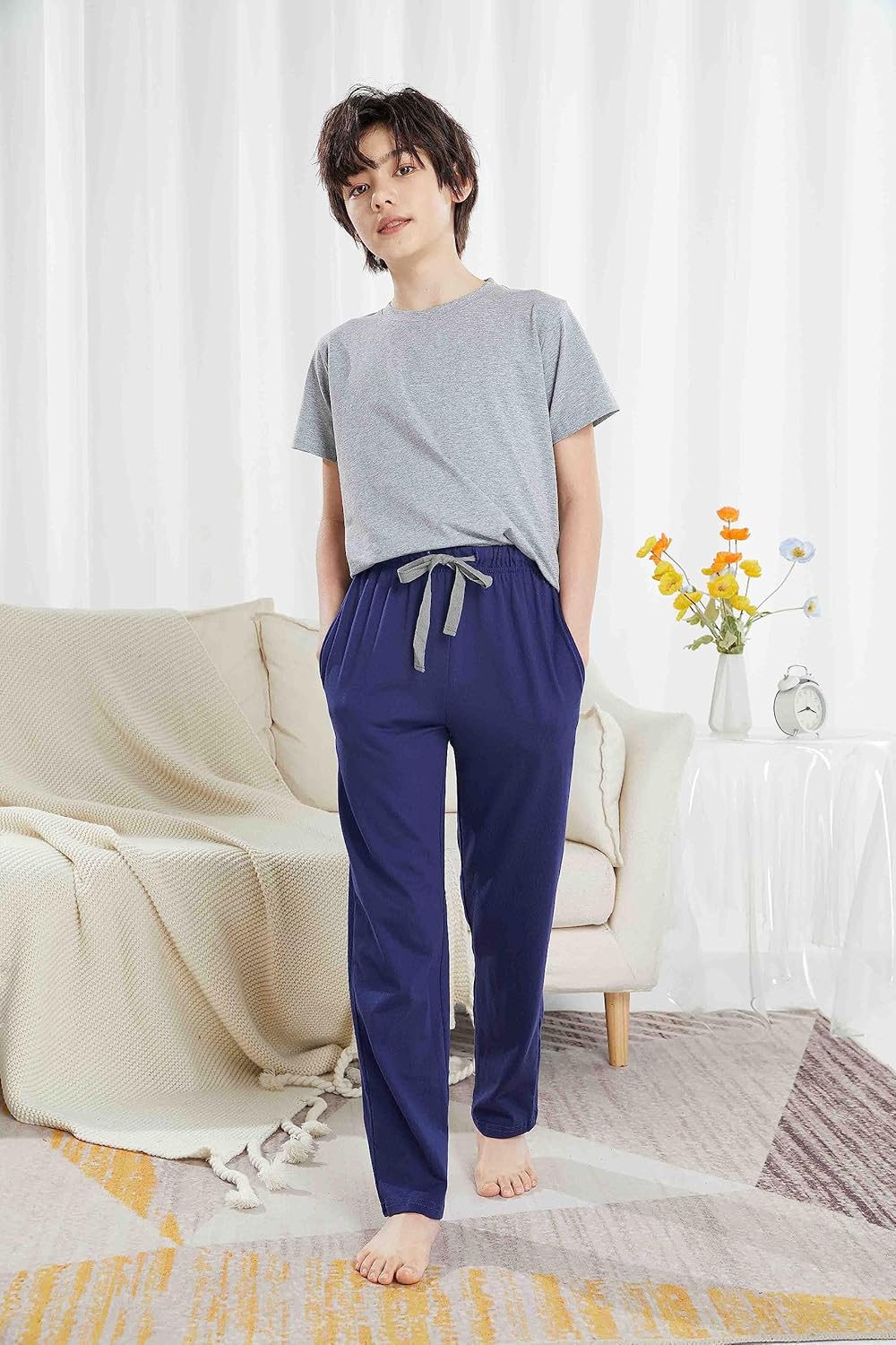 HiddenValor Boys Knit Cotton Pajama Lounge Pants with Pockets - Image 4