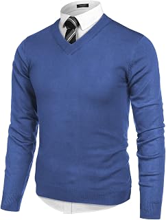 COOFANDY Mens V Neck Dress Sweater Knit Long Sleeve Pullover Sweaters
