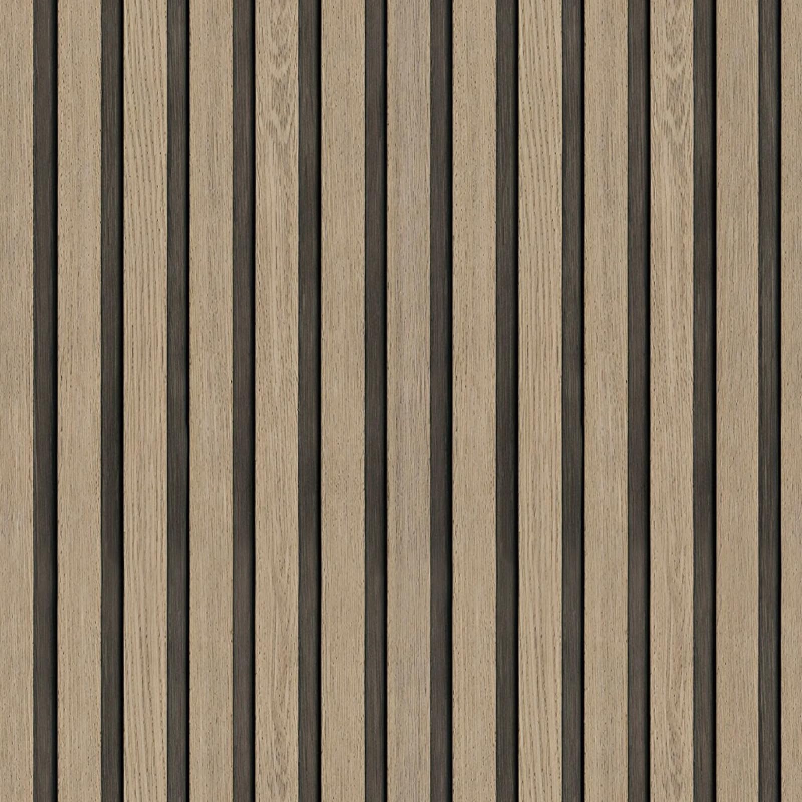Fiula Natural Oak Wood Slat Wallpaper Peel and Stick 44CM x 300CM – Self Adhesive Acoustic Wall Panel Effect 3D Wood Wallpaper for Living Room Bedroom Office