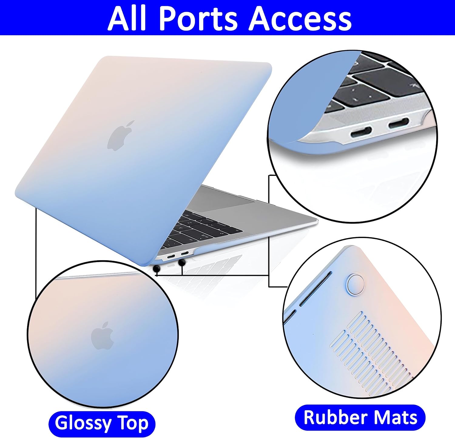 GVTECH Case for MacBook Air 13 inch, 2020 2019 2018 A2337 M1 A2179 A1932, Plastic Hard Shell & Keyboard Cover & Screen Protector Compatible with MacBook Air 13 inch Retina, Rainbow 02