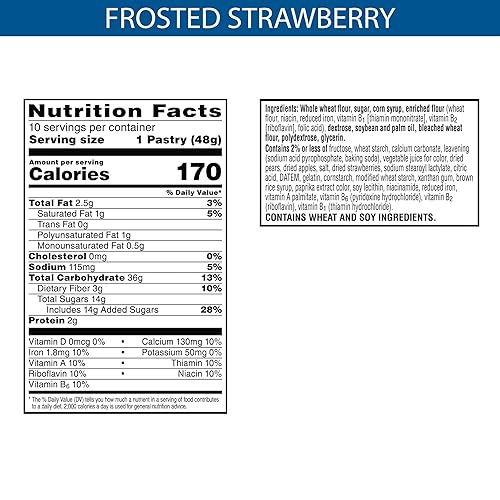 Miniatura 2 de Pop-Tarts Pasteles tostadores, hechos con grano entero, almuerzo escolar, fresa esmerilada (120 tartas)