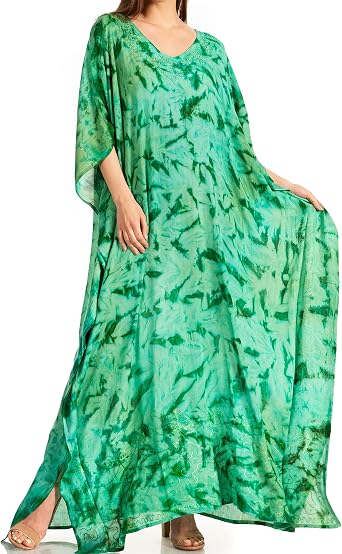 Sakkas Catia Womens Boho Casual Long Maxi Caftan Dress Kaftan Cover-up LougeWear