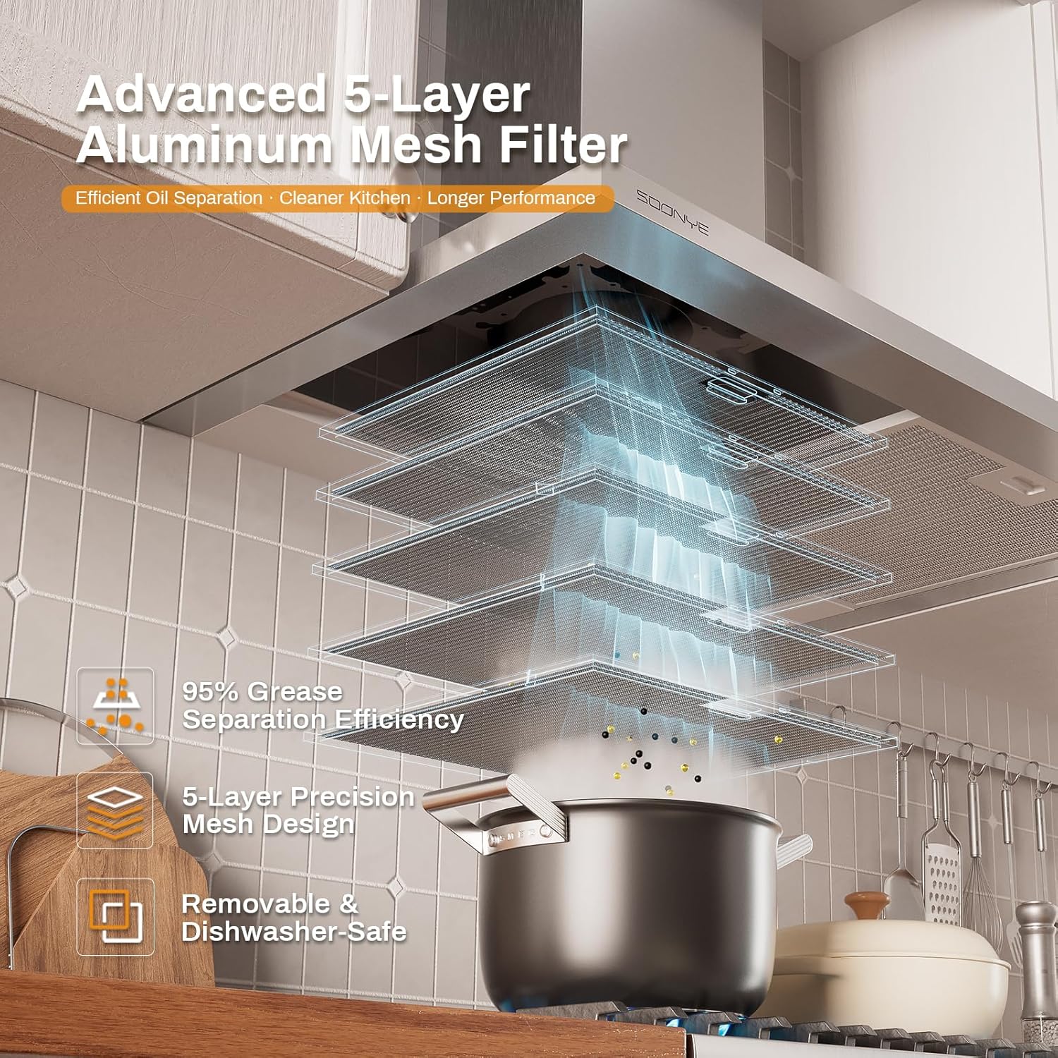 24 Inch Wall Mount Range Hood Stainless Steel Ducted/Ductless Convertible Kitchen Exhaust Hood with 450 CFM Motor, 3 Speed Fan, LED Lighting and Dishwasher Safe Filters