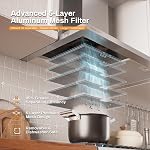 450 CFM 30 inch Range Hood, Stainless Steel Wall Mount Vent Hood, Convertible to Ductless/Ducted with LED Lights, 3 Speed Exhaust Fan