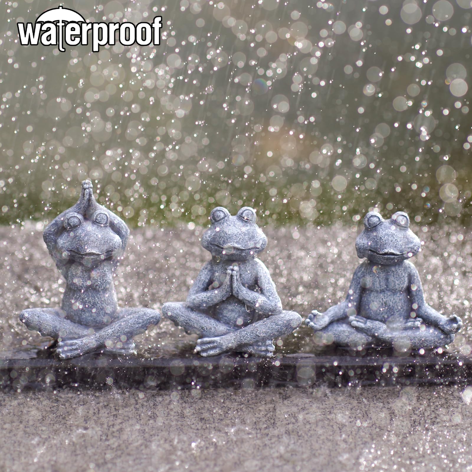 Meditierende Yoga-Frosch-Figuren Aus Harz - 3er Set, Niedliche Deko Für Garten, Terrasse Oder Wohnzimmer