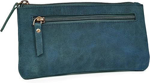 Miniatura 12 de LEATHER VILLAGE Estuche de Cuero para Lápices y Bolígrafos - Marrón Rústico/Vintage - 8"X4" - Doble Bolsillo - Elegante y Práctico Estuche con