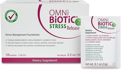 OMNI BIOTIC Liberación de estrés Probiótico clínicamente probado para el manejo del estrés y apoyo del eje intestino-cerebro Probiótico para el