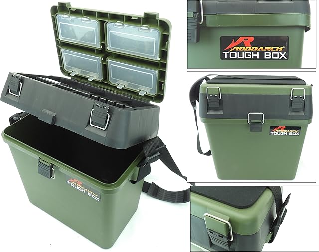 Roddarch Fishing Tackle Seat Box Includes Padded Strap & Seat Pad Very Strong Freepost