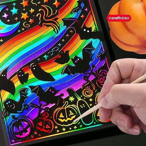 Miniatura 8 de Incraftables Juego de papel para rascar arco iris. Kit de notas mágicas con 30 piezas de papel de arte para rascar, 5 lápices de madera y 4
