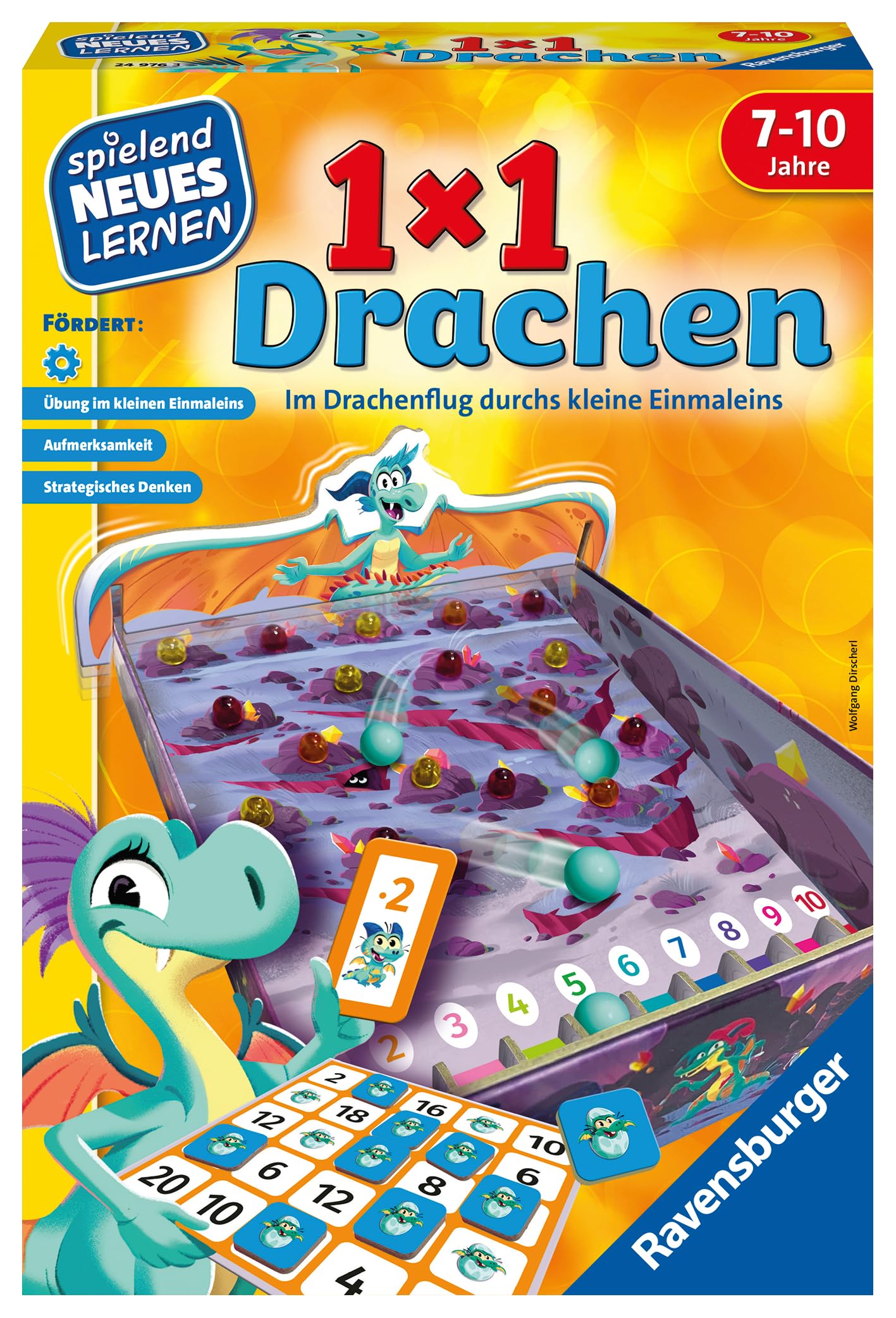 Ravensburger 24976-1x1 Drachen - Lernspiel für Kinder, Rechenspiel für Kinder von 7-10 Jahren, für 2-4 Spieler, Zahlenraum 1-100, kleines Einmaleins - Geburtstagsgeschenke