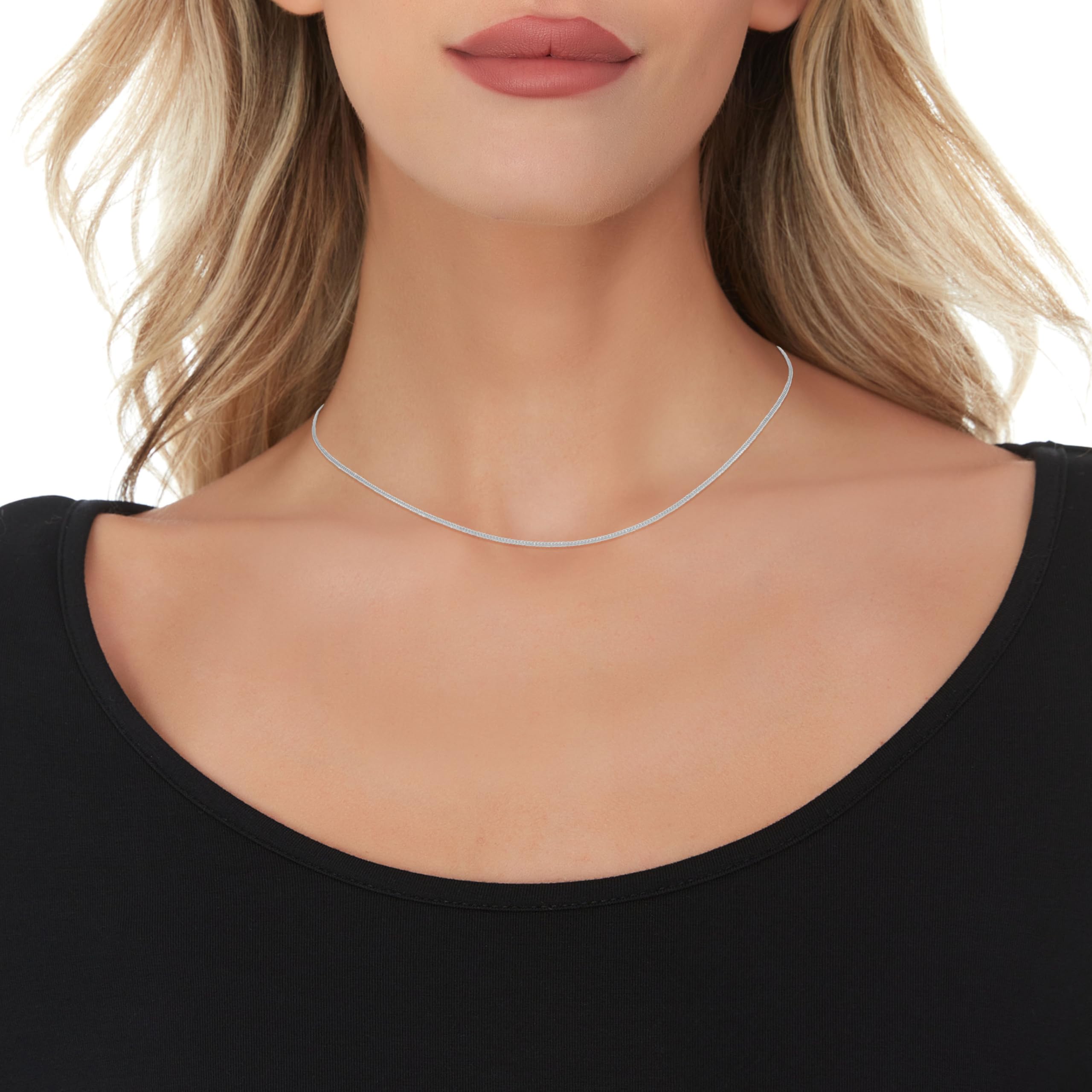 Floreo 14k Yellow Gold or White Gold 1mm Solid Gourmette Chain Necklace - Picture 10 of 12