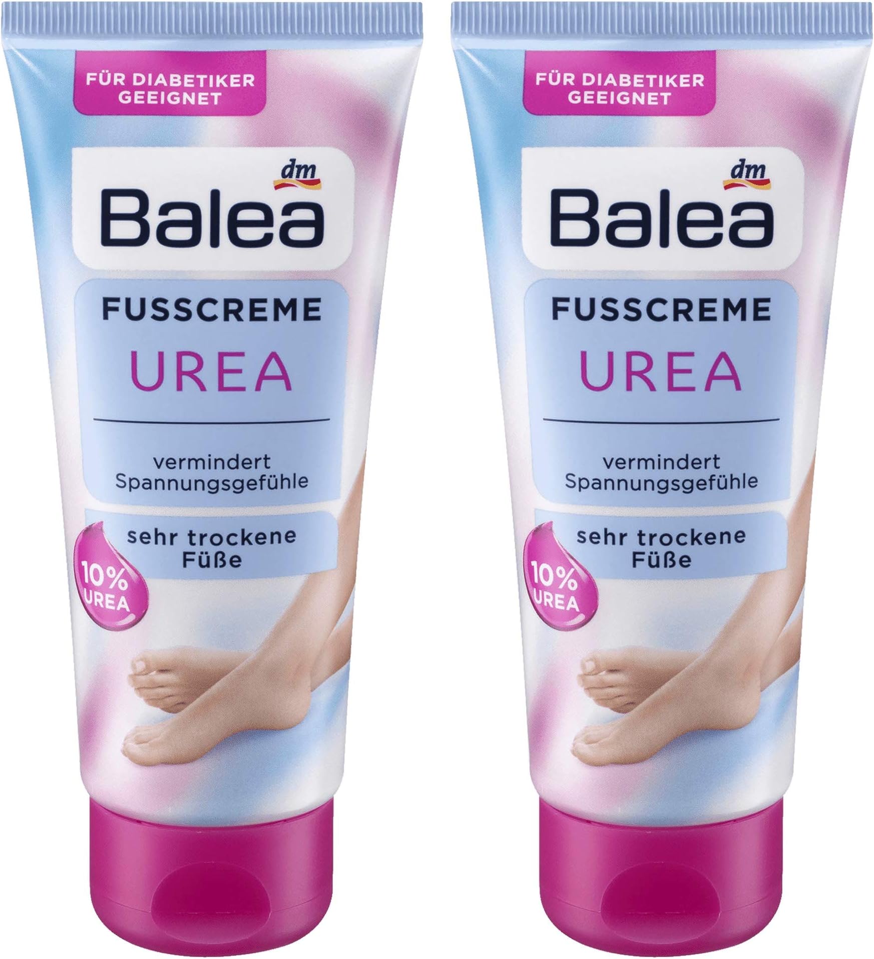 Balea Foot Cream with 10% Urea, Panthenol and Glycerin, 2 x 100 ml, Germany
