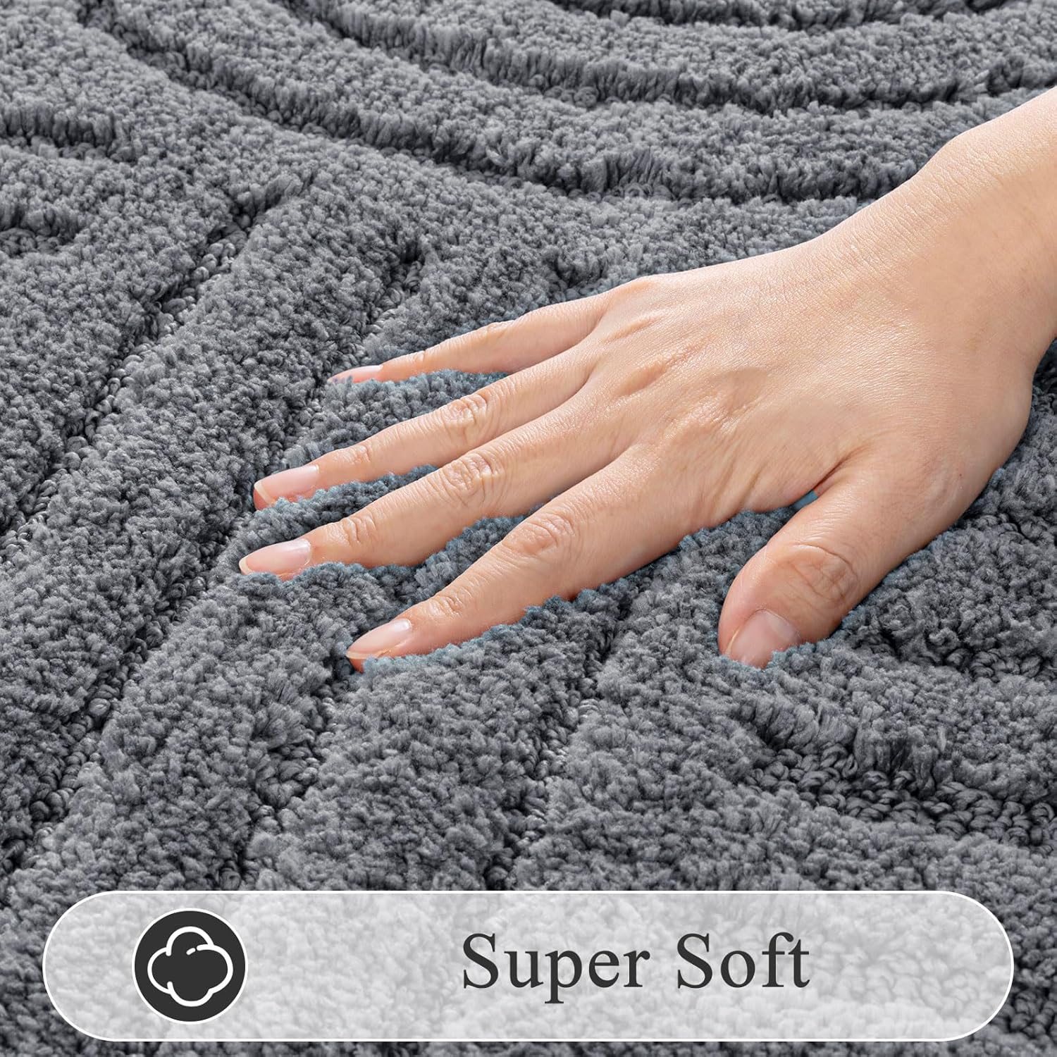 SHACOS Bathroom Rugs Sets 5 Piece Ultra Soft Absorbent Microfiber Bath Mat with Bath Runner, U Shape Contour Rug, Toilet Lid Cover, Non Slip Machine Washable Carpet for Bathroom, Bedroom, Dark Grey