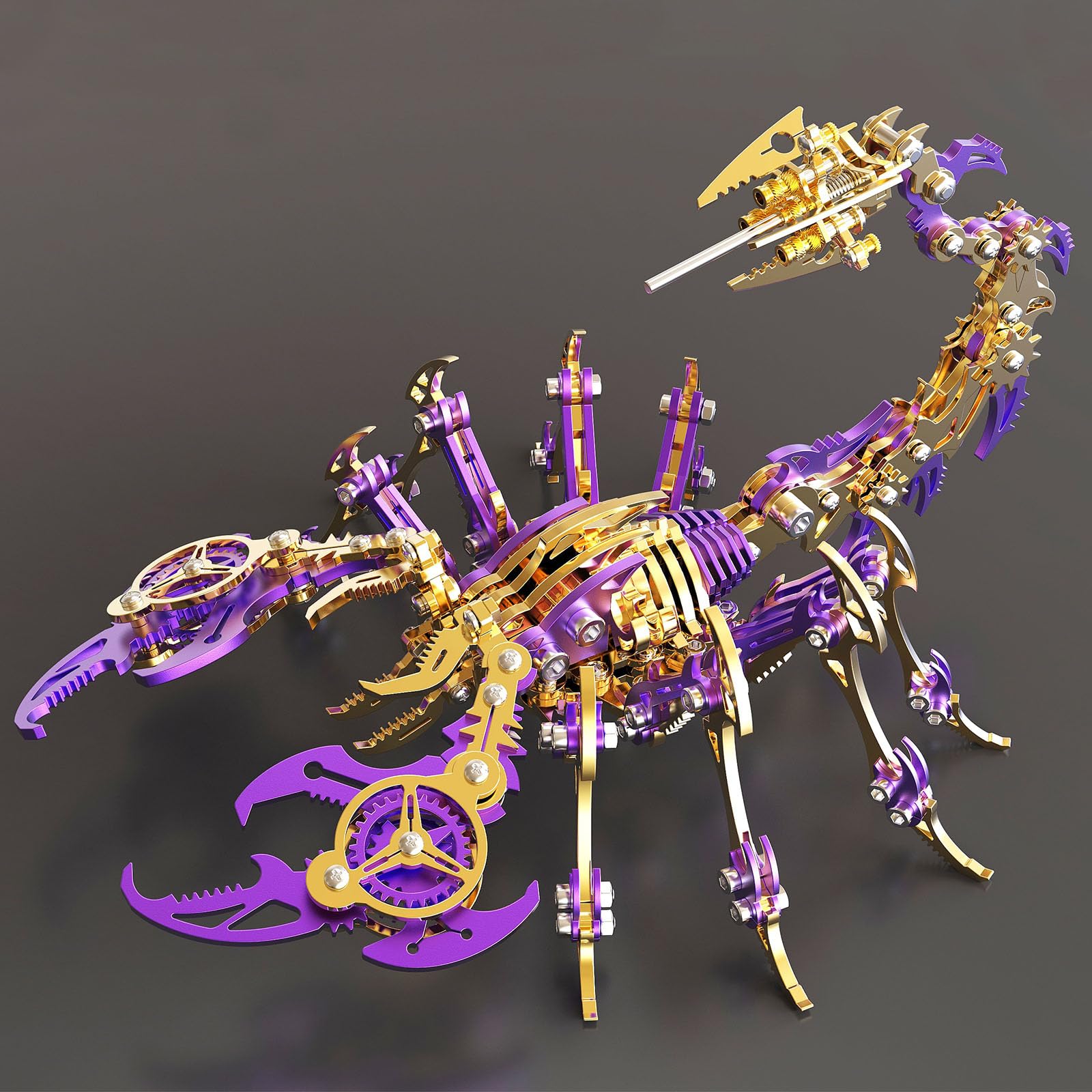 Metalkitor Scorpion Zestaw metalowych puzzli 3D dla dorosłych i nastolatków, 454 szt., modele montażowe mechaniczne, montaż 4 godziny, idealne na prezenty i dekoracje (złoto-fioletowy)