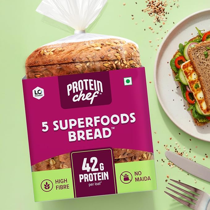 Protein Chef 5 Super Foods Protein Multigrain Bread (Brown Bread), 270g