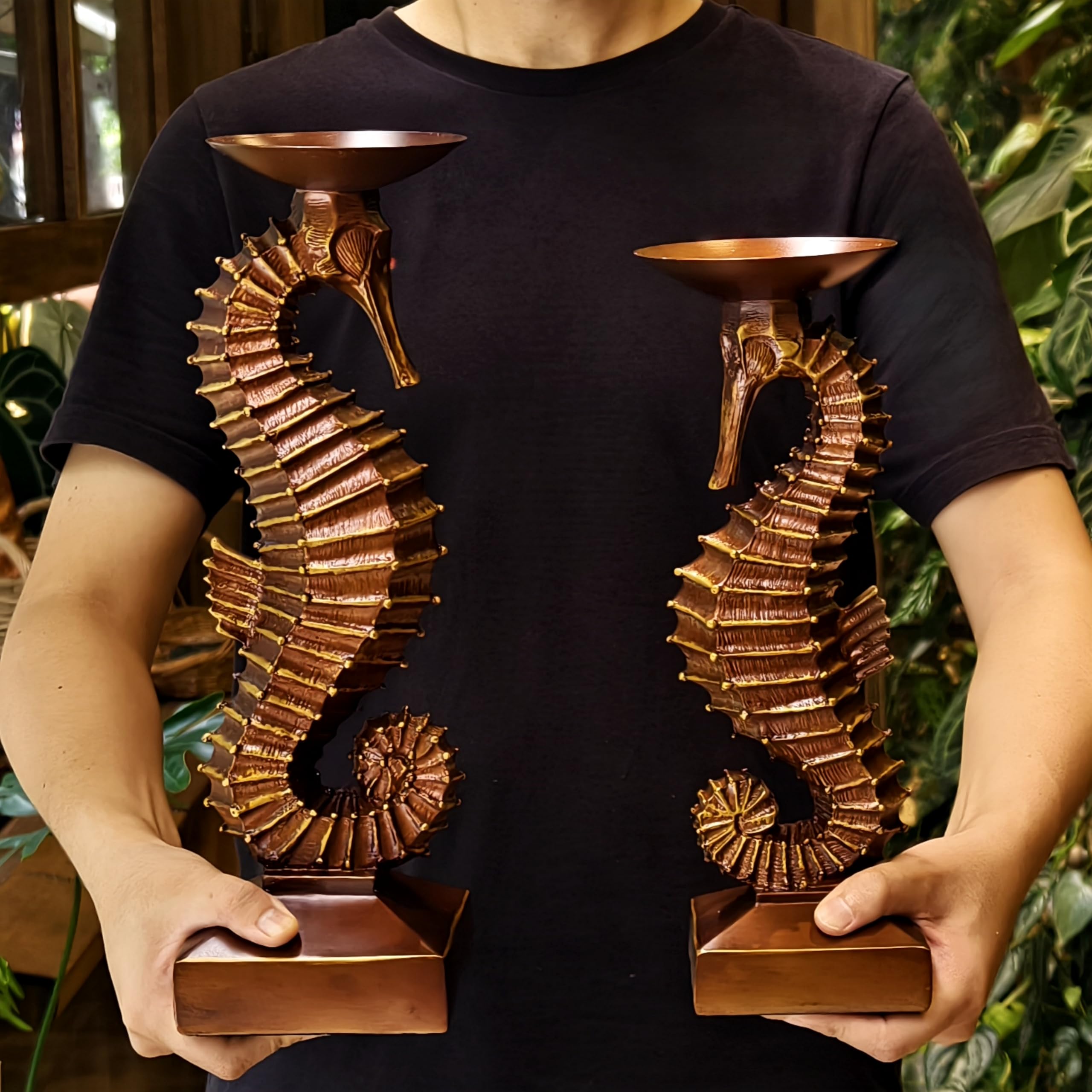 Bougeoirs hippocampe pour décoration marine côtière d'un salon ou d'une table de fête