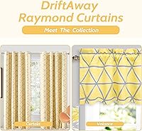 Vista 5 de DriftAway Raymond Cenefa de cortina de ventana con aislamiento térmico y patrón geométrico triangular enrejado para sala de estar, 52 x 18 pulgadas