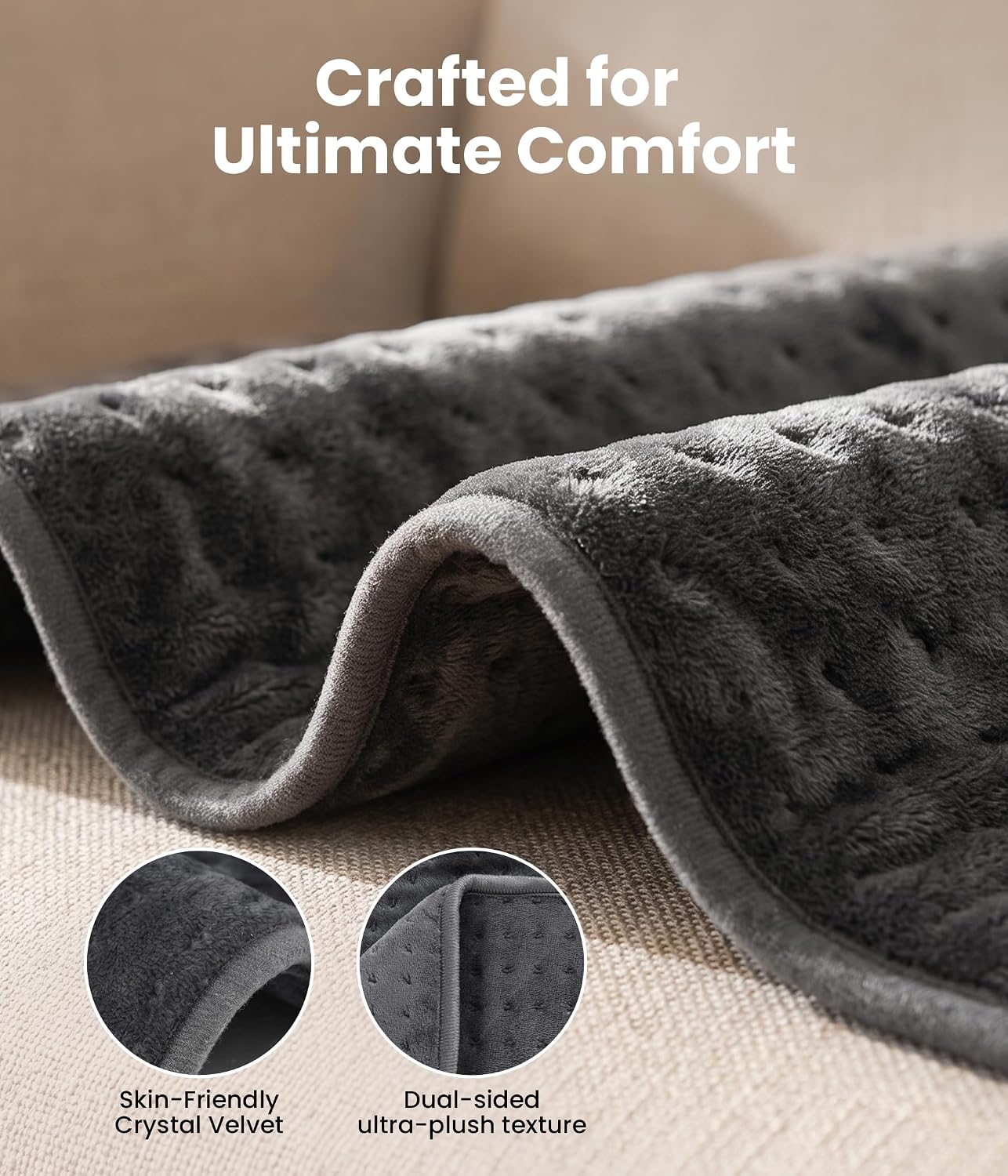 Heating Pad for Back, Cramps, Shoulder, Moist & Dry Heat, 29x24 inch, Grey